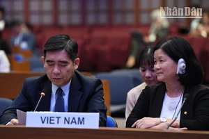 Đoàn Việt Nam, do Đại sứ được bổ nhiệm tại Thái Lan Phạm Việt Hùng làm Trưởng đoàn, tham gia Khóa họp. (Ảnh: ĐINH TRƯỜNG)