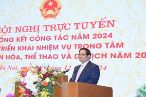 Thủ tướng Phạm Minh Chính phát biểu ý kiến chỉ đạo Hội nghị trực tuyến tổng kết và triển khai nhiệm vụ năm 2025 của ngành Văn hoá, Thể thao và Du lịch. (Ảnh: TRẦN HẢI)