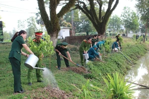 Ảnh minh họa: Bộ đội Biên phòng Kiên Giang cùng các lực lượng vũ trang và chính quyền huyện Giang Thành, tỉnh Kiên Giang trồng cây xanh.