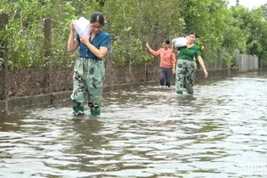 Các khu dân cư thôn Bình Minh, Thuận Nghiệp, Tiền Phong thuộc xã Bách Thuận (Vũ Thư, tỉnh Thái Bình) nước vẫn ngập sâu. (Ảnh chụp ngày 19/9/2024)