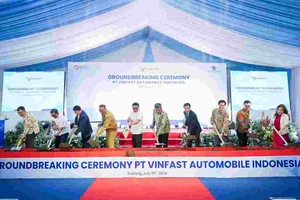 Lễ động thổ dự án Nhà máy lắp ráp xe điện VinFast tại Subang, Tây Java, Indonesia.