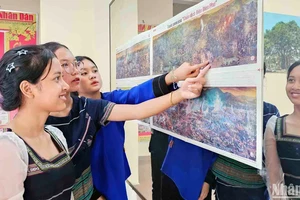 Học sinh đồng bào dân tộc thiểu số tại Lâm Đồng trải nghiệm ấn bản tranh panorama "Chiến dịch Điện Biên Phủ".