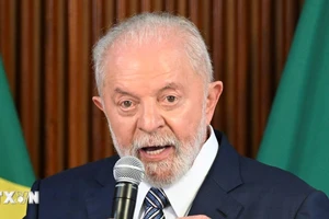 Tổng thống Brazil Lula da Silva phát biểu tại một cuộc họp ở Brasilia. (Ảnh: AFP/TTXVN)