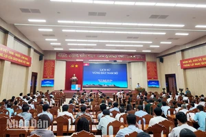 Quang cảnh hội nghị tại điểm cầu Tỉnh ủy Kiên Giang.