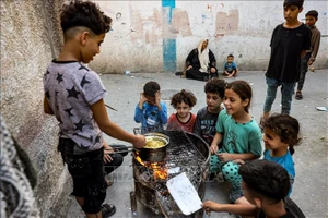 Trẻ em tại Rafah, Dải Gaza, ngày 31/10/2023. Ảnh: AFP/TTXVN