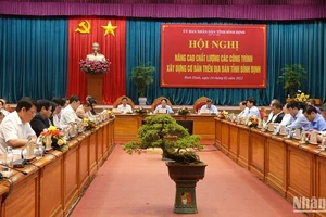 Quang cảnh hội nghị tìm giải pháp nâng cao chất lượng các công trình xây dựng cơ bản trên địa bàn tỉnh Bình Định.