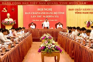 Quang cảnh hội nghị lần thứ 36, Ban chấp hành Đảng bộ tỉnh Nam Định khóa 20, nhiệm kỳ 2020-2025.