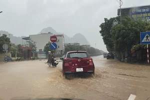 Do ảnh hưởng của bão số 2, trên Quốc lộ 18 đoạn qua phường Quang Hanh, thành phố Cẩm Phả bị ngập cục bộ, gây trở ngại cho các phương tiện lưu thông.