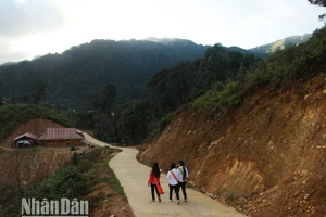 Tuyến đường từ trung tâm xã Háng Đồng đến các bản đã được bê-tông.