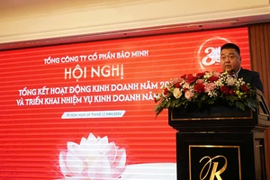 Đồng chí Vũ Anh Tuấn, Tổng Giám đốc Bảo Minh phát biểu khai mạc Hội nghị tổng kết hoạt động kinh doanh năm 2024 và triển khai nhiệm vụ kinh doanh năm 2025.