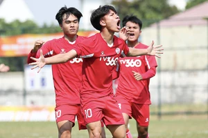 U19 Thể Công Viettel thắng 2-0 Đông Á Thanh Hóa để vào vòng bán kết. Ảnh: VFF