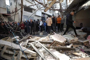 Những ngôi nhà bị phá hủy trong vụ đụng độ tại trại tị nạn Jenin ở Bờ Tây ngày 26/1/2023. (Ảnh: THX/TTXVN)