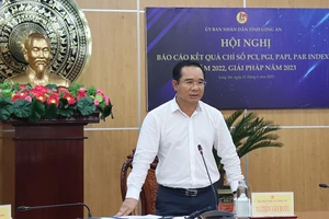 Bí thư Tỉnh ủy Long An Nguyễn Văn Được phát biểu chỉ đạo tại hội nghị.