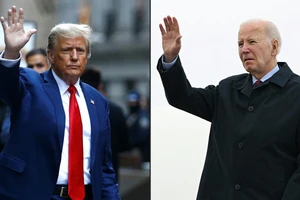 Tổng thống Mỹ Joe Biden (phải) và cựu Tổng thống Donald Trump. (Ảnh: AFP/TTXVN)