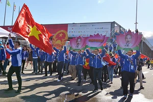 Các đại biểu Việt Nam tại Liên hoan Thanh niên Thế giới năm 2017 (thành phố Sochi, Liên bang Nga). 