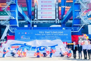 Cảng container quốc tế Tân Cảng Hải Phòng (TC-HICT) tổ chức lễ đón TEU thứ 1 triệu thông qua Cảng trong năm 2023.