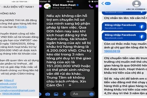 Các tin nhắn giả mạo Bưu điện Việt Nam được các đối tượng lừa đảo dùng để dẫn dụ khách hàng chuyển tiền.