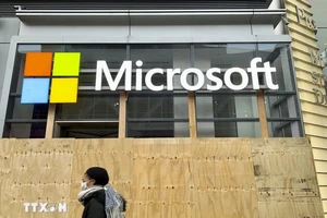 Biểu tượng Microsoft tại New York, Mỹ. (Ảnh: Kyodo/TTXVN)