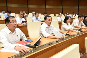 Đại biểu Quốc hội biểu quyết thông qua Nghị quyết về việc rút ngắn nhiệm kỳ Quốc hội khoá XV và Hội đồng nhân dân các cấp nhiệm kỳ 2021-2026; Ngày bầu cử đại biểu Quốc hội khóa XVI và đại biểu Hội đồng nhân dân các cấp nhiệm kỳ 2026-2031. (Ảnh: THỦY NGUYÊN)