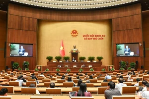 Chủ tịch Quốc hội Trần Thanh Mẫn phát biểu kết thúc Đợt 1 của Kỳ họp thứ 9, Quốc hội khóa XV. (Ảnh: BÙI GIANG)