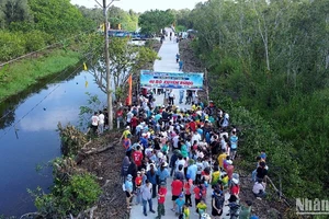 Đông đảo khách tham quan đến khám phá, trải nghiệm dịch vụ du lịch tại Vườn Quốc gia U Minh hạ dịp 30/4/2025