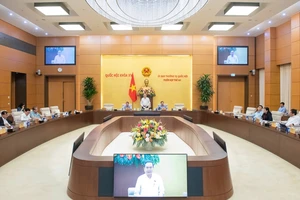 Phiên họp thứ 44 của Ủy ban Thường vụ Quốc hội khóa XV - phiên họp quan trọng chuẩn bị các nội dung cho Kỳ họp thứ 9 - dự kiến khai mạc vào ngày 5/5 tới. (Ảnh Nghĩa Đức)