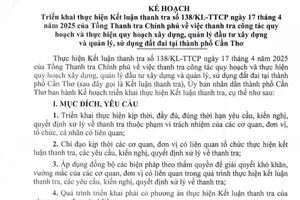 Kế hoạch triển khai thực hiện Kết luận Thanh tra Chính phủ của Ủy ban nhân dân thành phố Cần Thơ.