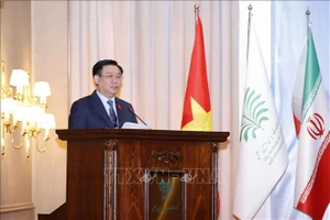 Chủ tịch Quốc hội Vương Đình Huệ phát biểu tại Viện nghiên cứu Chính trị và Quan hệ quốc tế Iran. (Ảnh: TTXVN)