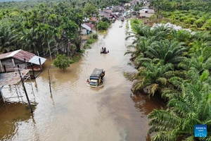 Ảnh minh họa lũ lụt ở tỉnh Aceh, Indonesia. Ảnh: Tân Hoa xã