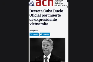 Hãng thông tấn Cuba (Agencia Cubana de Noticias - ACN) đưa tin bày tỏ sự tiếc thương trước sự ra đi của nguyên Chủ tịch nước Trần Đức Lương. (Ảnh: Đại sứ quán Việt Nam tại Cuba)