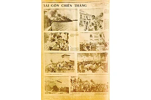 Hình ảnh Sài Gòn mừng chiến thắng trên báo Quân đội nhân dân ngày 5/5/1975. Tư liệu do nhà sưu tầm Nguyễn Phi Dũng lưu giữ.