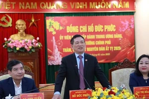 Phó Thủ tướng Chính phủ Hồ Đức Phớc phát biểu chúc Tết Đảng bộ, chính quyền và nhân dân Phú Yên tại cuộc gặp mặt.