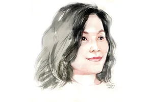 Ký họa chân dung nhà thơ Ngô Thanh Vân của họa sĩ Đỗ Hoàng Tường. 