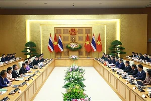Thủ tướng Phạm Minh Chính và Thủ tướng Thái Lan Paetongtarn Shinawatra đồng chủ trì Kỳ họp lần thứ tư Nội các chung Việt Nam-Thái Lan. (Ảnh: Dương Giang/TTXVN)