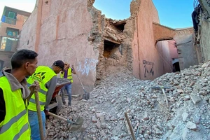 Động đất gây hư hại nhiều tòa nhà ở thành phố cổ Marrakech, ngày 9/9/2023. (Ảnh: Reuters)