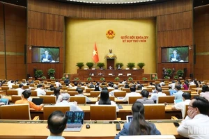 Quang cảnhphiên họp của Quốc hội sáng 8/5. (Ảnh: DUY LINH)