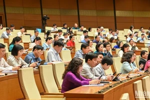Các đại biểu Quốc hội làm việc tại hội trường, chiều 13/5/2025. (Ảnh: BÙI GIANG)