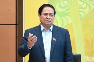 Thủ tướng Phạm Minh Chính phát biểu tại phiên họp tổ của Quốc hội, sáng 23/5/2025. (Ảnh: BÙI GIANG) 