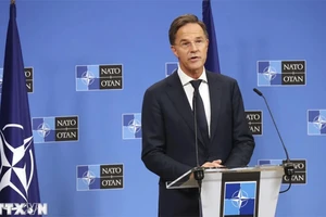 Tổng thư ký NATO Mark Rutte tại cuộc họp báo ở Brussels, Bỉ, ngày 1/10/2024. (Ảnh: Kyodo/TTXVN)