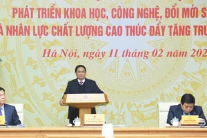 Thủ tướng Phạm Minh Chính chủ trì Hội nghị phát triển khoa học, công nghệ, đổi mới sáng tạo và nhân lực chất lượng cao thúc đẩy tăng trưởng kinh tế. (Ảnh: TRẦN HẢI)