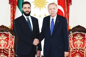 Hai nhà lãnh đạo Syria (trái) và Thổ Nhĩ Kỳ gặp gỡ tại Istanbul. Ảnh: CNN
