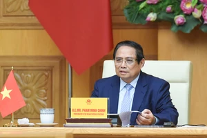 Thủ tướng Phạm Minh Chính phát biểu tại Hội nghị cấp cao trực tuyến về khí hậu tại điểm cầu Hà Nội.