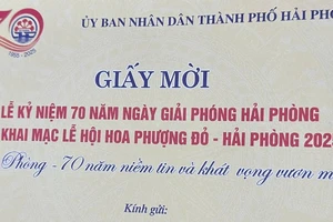 Giấy mời tham dự Lễ kỷ niệm 70 năm Ngày Giải phóng Hải Phòng và Khai mạc Lễ hội Hoa phượng đỏ-Hải Phòng 2025.