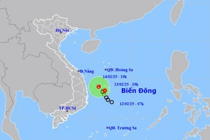 Vị trí và hướng di chuyển của áp thấp nhiệt đới. (Nguồn: nchmf.gov.vn)