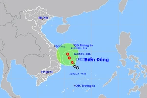 Vị trí và hướng di chuyển của áp thấp nhiệt đới. (Nguồn: nchmf.gov.vn)