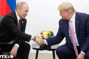 Tổng thống Nga Vladimir Putin (trái) và người đồng cấp Mỹ Donald Trump trong cuộc gặp bên lề Hội nghị thượng đỉnh G20 tại Osaka, Nhật Bản ngày 28/6/2019. (Ảnh: AA/TTXVN)