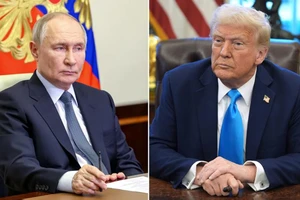 Tổng thống Nga Vladimir Putin (trái) và người đồng cấp Mỹ Donald Trump. (Ảnh: TASS)