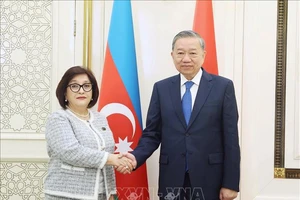 Tổng Bí thư Tô Lâm hội kiến Chủ tịch Quốc hội Azerbaijan Sahiba Gafarova. (Ảnh: Thống Nhất/ TTXVN)