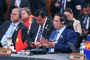 Thủ tướng Phạm Minh Chính dự và phát biểu tại Hội nghị Cấp cao Kinh tế ASEAN - Hội đồng Hợp tác Vùng Vịnh (GCC) - Trung Quốc. (Ảnh TTXVN)