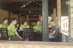 Tổ kiểm lâm kiểm tra quán cà phê chim ở 43 Minh Mạng khi chủ quán lên mạng xã hội kêu gọi khách cà-phê đến quán để nghe chim hót.